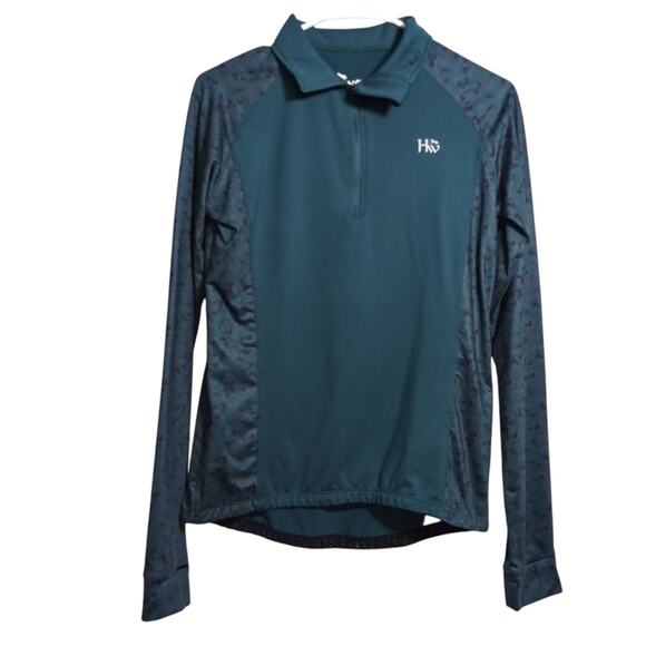 Horseware Thea Tech Quarter Zip Fleece - Galactic Teal/Dynamite Print Size M - Picture 1 of 11